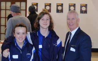 Lara Secondary Principal Wayne Terrill with one of top 11 ideas finalists Josh McDonald